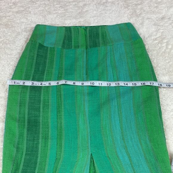 Eva Franco Anthro green striped waist button detail tween pencil skirt, 2 - Picture 8 of 9